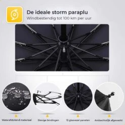 NovaQ Storm Paraplu Opvouwbaar - Paars - Polsband - Automatisch Uitklapbaar - Tot 100p/u Windproof - 110cm - 12 Panelen -Bo Camp Goedkope Winkel 1200x1200 843