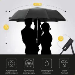 NovaQ Storm Paraplu Opvouwbaar - Paars - Polsband - Automatisch Uitklapbaar - Tot 100p/u Windproof - 110cm - 12 Panelen -Bo Camp Goedkope Winkel 1200x1200 845