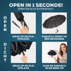 Stormparaplu - Opvouwbaar - 105 CM - Paraplu - Automatisch In En Uit Klapbaar - Stormbestendig Tot 140 Km/h - Luxe Beschermhoes -Bo Camp Goedkope Winkel 1200x1200 899