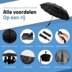 GOAT Outdoor® Stormparaplu - Paraplu - Opvouwbaar - Windproof Tot 100kmp/u - ⌀ 105 Cm - Paraplu - Zwart -Bo Camp Goedkope Winkel 1200x1200 929