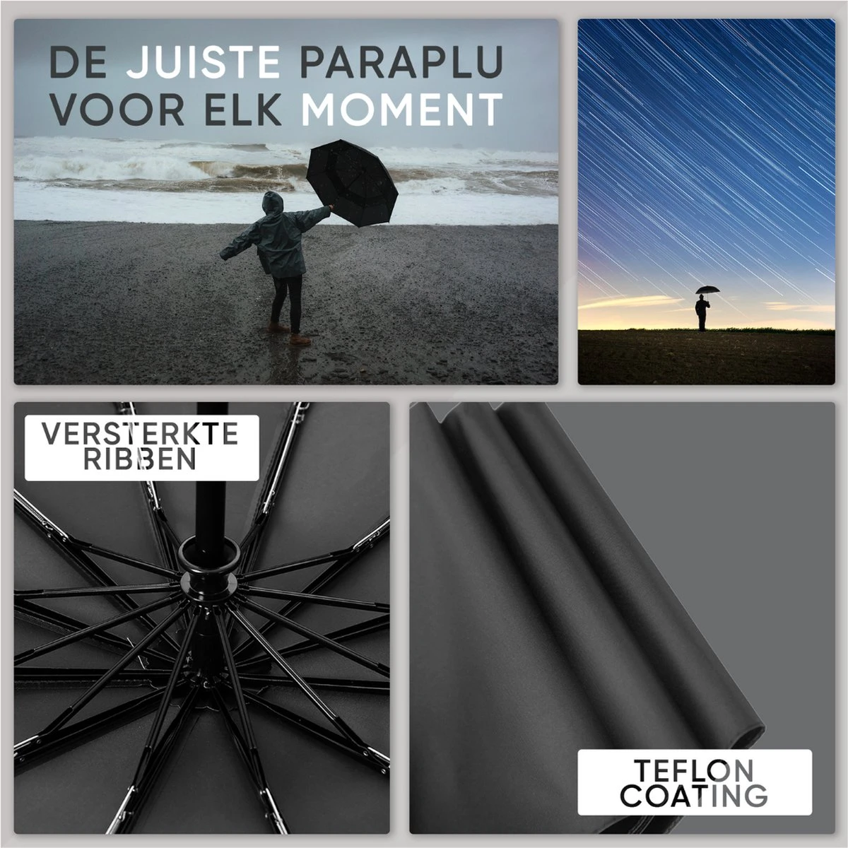 Stormparaplu Opvouwbaar - Paraplu - Automatische Stormparaplu - Tot 110km P/u Windproof - 12 Ribben 3 Stormparaplu Opvouwbaar - Paraplu - Automatische Stormparaplu - Tot 110km P/u Windproof - 12 Ribben - Afbeelding 3