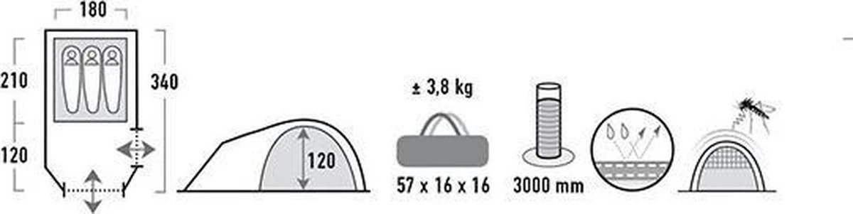 High Peak Kira 3.0 Koepeltent Nimbus - Nimbus Grijs - 3 Persoons 7 High Peak Kira 3.0 Koepeltent Nimbus - Nimbus Grijs - 3 Persoons - Afbeelding 7