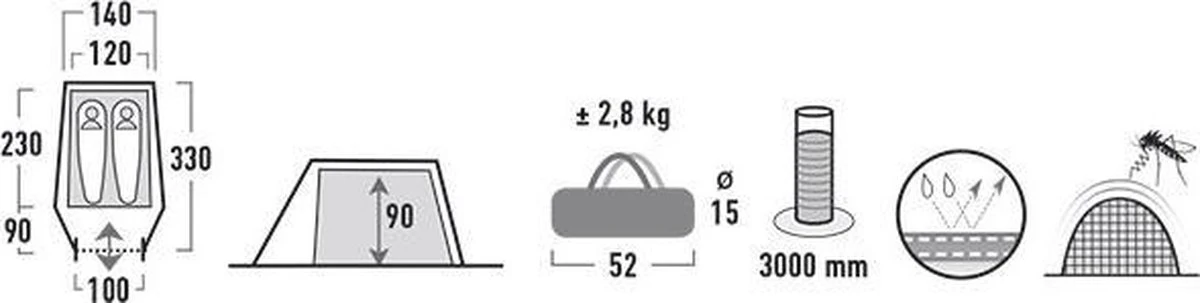 High Peak Kite 2 Tunneltent - Groen - 2 Persoons 7 High Peak Kite 2 Tunneltent - Groen - 2 Persoons - Afbeelding 7