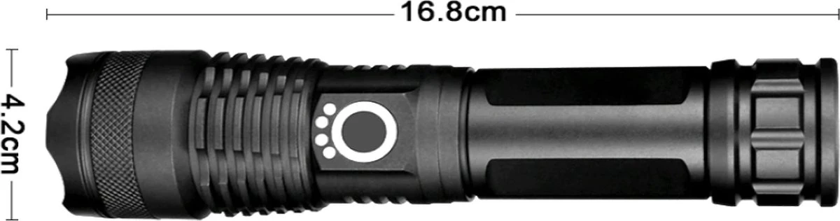 Merkloos Professionele Oplaadbare Led Zaklamp DBW Light XHP50 3200 Lumen 4 Merkloos Professionele Oplaadbare Led Zaklamp DBW Light XHP50 3200 Lumen - Afbeelding 4