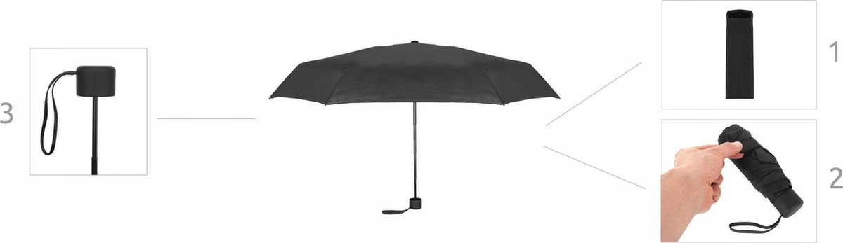Opvouwbare Mini Paraplu - Klein & Opvouwbaar - Stormparaplu - Stevig Anti Storm & Wind - Windproof - 6 Panelen - Ø 90 Cm - Ruimtebesparend & Compact - Zwart 6 Opvouwbare Mini Paraplu - Klein & Opvouwbaar - Stormparaplu - Stevig Anti Storm & Wind - Windproof - 6 Panelen - Ø 90 Cm - Ruimtebesparend & Compact - Zwart - Afbeelding 6