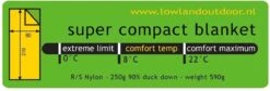 LOWLAND OUTDOOR® Donzen Slaapzak - Super Compact Blanket - 210 X 80 Cm - 590gr +8°C -Bo Camp Goedkope Winkel 1200x406