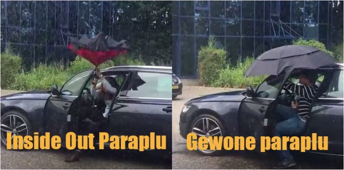 Impliva - Opvouwbare Inside Out Paraplu - Ø 107 Cm - Zwart/Blauw 6 Impliva - Opvouwbare Inside Out Paraplu - Ø 107 Cm - Zwart/Blauw - Afbeelding 6