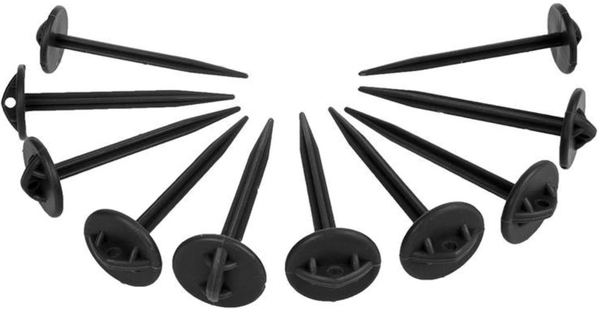 PROPLUS Pro Plus Grondzeilpen - Kunststof - Ø 7.5 X 90 Mm - Zwart - 10 Stuks 1 PROPLUS Pro Plus Grondzeilpen - Kunststof - Ø 7.5 X 90 Mm - Zwart - 10 Stuks