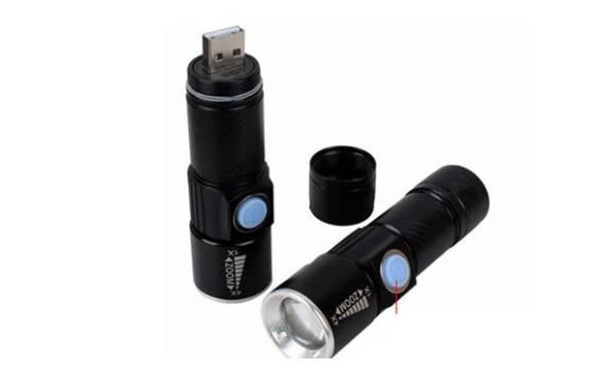 Creartix - Oplaadbare USB LED-zaklamp - Herlaadbare Flashlight Waterproof - 800 Lumen - Met Zoom - Waterbestendig - Zwart 9 Creartix - Oplaadbare USB LED-zaklamp - Herlaadbare Flashlight Waterproof - 800 Lumen - Met Zoom - Waterbestendig - Zwart - Afbeelding 9