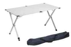 Campart Campingtafel XL TA-0806 - Opvouwbaar, Lichtgewicht En Met Verstelbare Poten - Kampeertafel Inklapbaar Inclusief Opbergtas - 140 X 80 X 70 Cm - Wit -Bo Camp Goedkope Winkel 1200x802