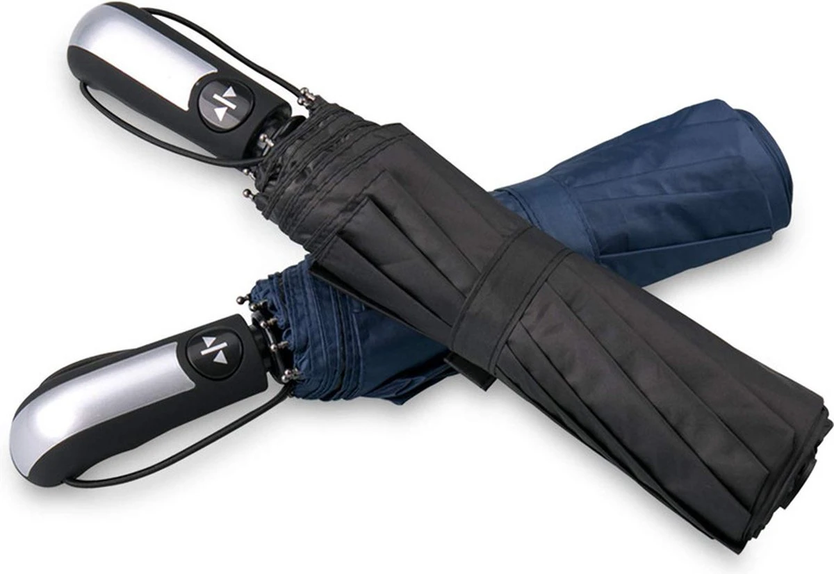 Paraplu - Stormparaplu - Automatisch Uitklapbaar - Opvouwbaar - Zwart - 110 Cm XL - Open En Dicht Knop - Stormbestendig Tot 140 K/m 2 Paraplu - Stormparaplu - Automatisch Uitklapbaar - Opvouwbaar - Zwart - 110 Cm XL - Open En Dicht Knop - Stormbestendig Tot 140 K/m - Afbeelding 2