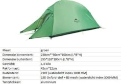Cloud Up 1 Upgraded - Naturehike® - 1 Persoons Tent - Lichtgewicht Tent - Incl. Grondzeil - 210T 3000mm - Outdoor - Waterdicht - Hiking & Wandelen -Bo Camp Goedkope Winkel 1200x830 1