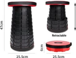 Kampeerkruk - Uitschuifbare Kruk - Rood/Zwart- Tot 120 Kg - Travel Stool - Opvouwbare Campingkruk - Inklapbaar Krukje - Telescopische Kruk - Camping - Outdoor -Bo Camp Goedkope Winkel 1200x910