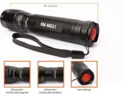 Led Zaklamp - Zeer Fel 2000 Lumen - Inclusief 4 AA Batterijen - King Mungo Zaklampen -Bo Camp Goedkope Winkel 1200x916 6
