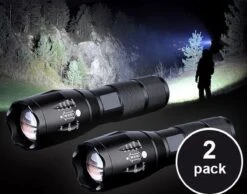 FlinQ 2-pack Militaire LED Zaklamp - 2 Zaklampen - 2000 Lumen - Zwart -Bo Camp Goedkope Winkel 1200x942 5