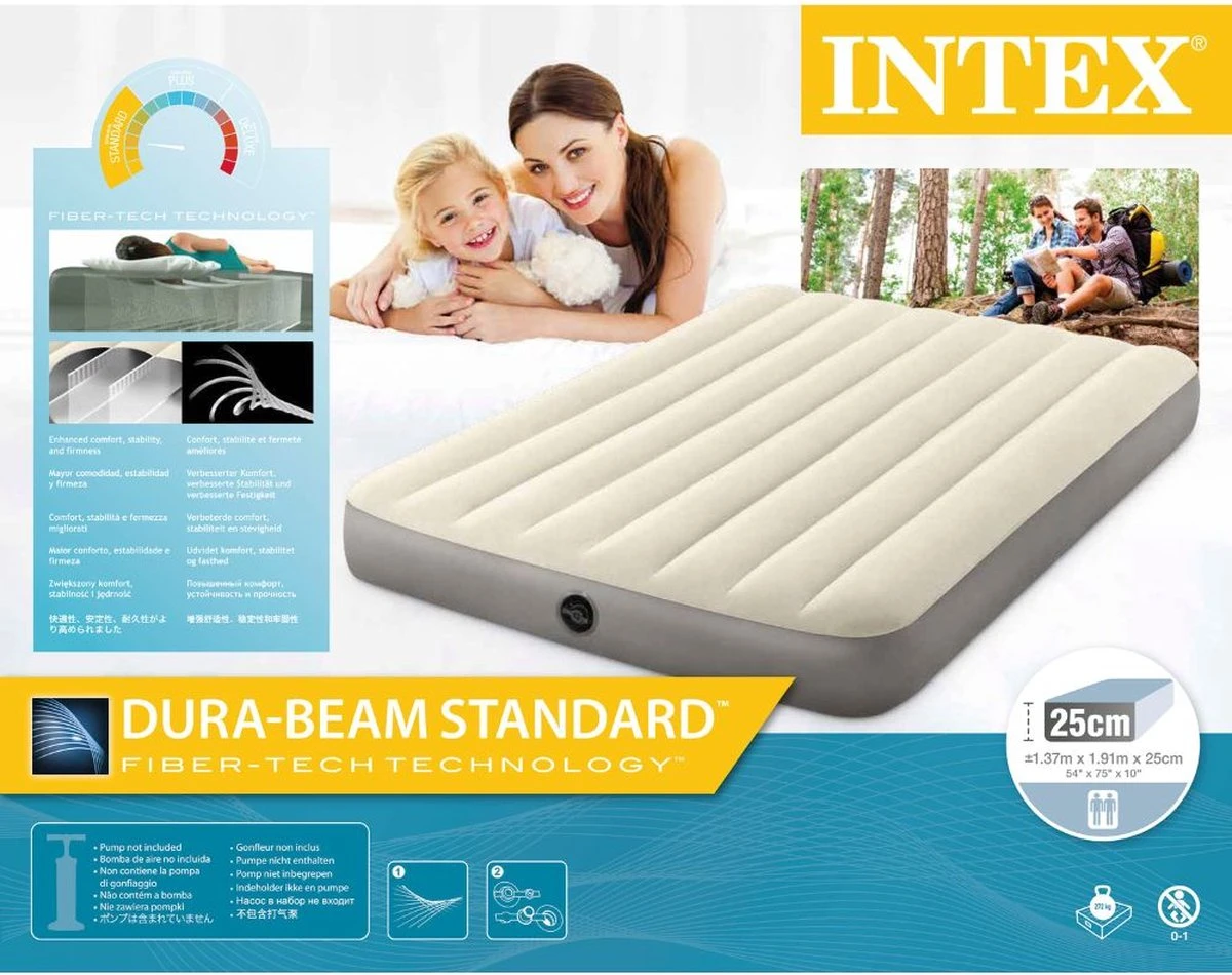 Intex Luchtbedset Intex Luchtbed - Twijfelaar - 137 X 191 X 25 Cm - Beige + Intex Elektrische Pomp - 650 Liter/min + Hoeslaken Zwart + Reparatieset 6 Intex Luchtbedset Intex Luchtbed - Twijfelaar - 137 X 191 X 25 Cm - Beige + Intex Elektrische Pomp - 650 Liter/min + Hoeslaken Zwart + Reparatieset - Afbeelding 6