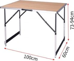 Kamyra® Campingtafel Inklapbaar - Kampeertafel, Partytafel - Opvouwbaar, Lichtgewicht & In Hoogte Verstelbaar - Aluminium/Hout -Bo Camp Goedkope Winkel 1200x984