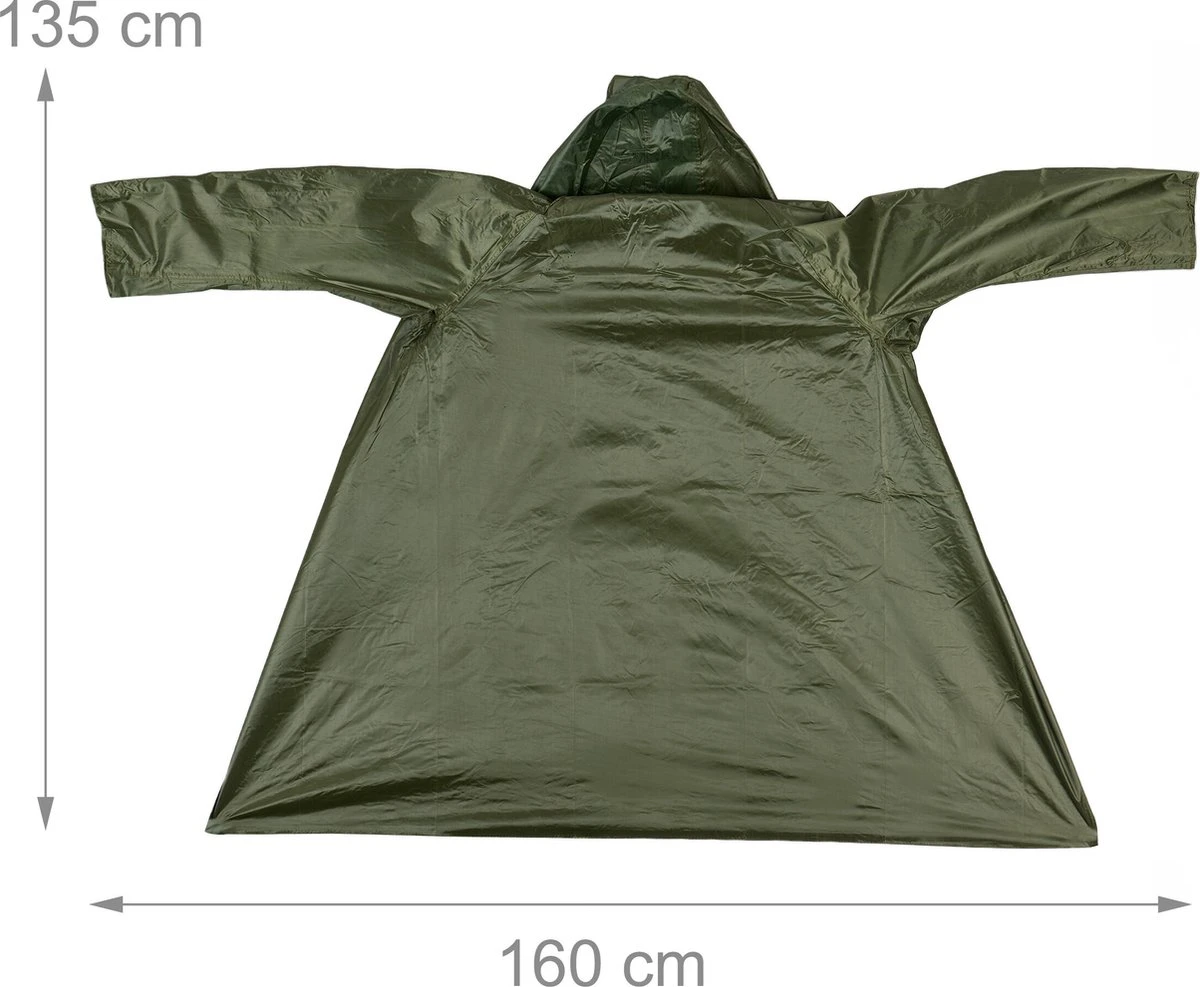 Relaxdays Regenponcho Herbruikbaar - Regenjas Groen - Fietsponcho Lange Mouwen - Festival 2 Relaxdays Regenponcho Herbruikbaar - Regenjas Groen - Fietsponcho Lange Mouwen - Festival - Afbeelding 2