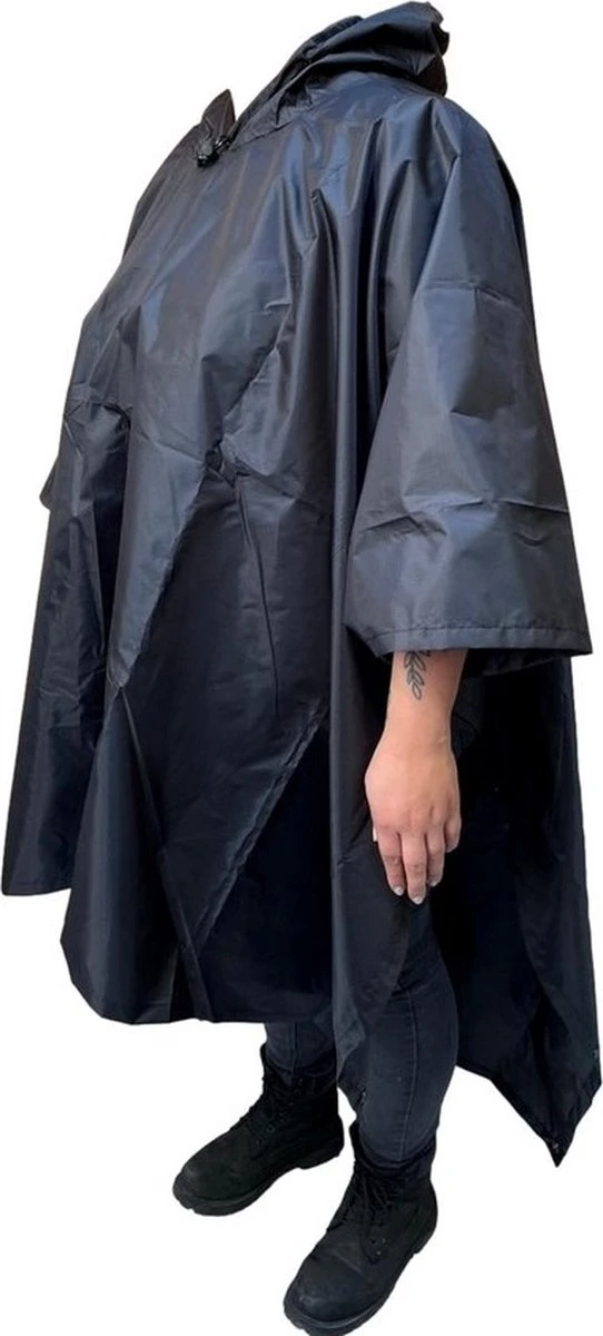 Regenponcho / Fietsponcho Herbruikbaar Voor Volwassenen ( Dames En Heren ) - 200x110cm - 100% Ripstop Polyester - Zwart 6 Regenponcho / Fietsponcho Herbruikbaar Voor Volwassenen ( Dames En Heren ) - 200x110cm - 100% Ripstop Polyester - Zwart - Afbeelding 6