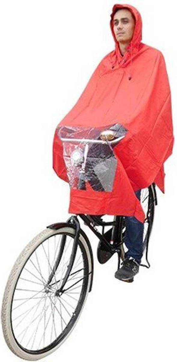 Poncho Regenponcho - Fietsponcho Fiets - Koplampproof Transparant - One Size Unisex Rood 1 Poncho Regenponcho - Fietsponcho Fiets - Koplampproof Transparant - One Size Unisex Rood
