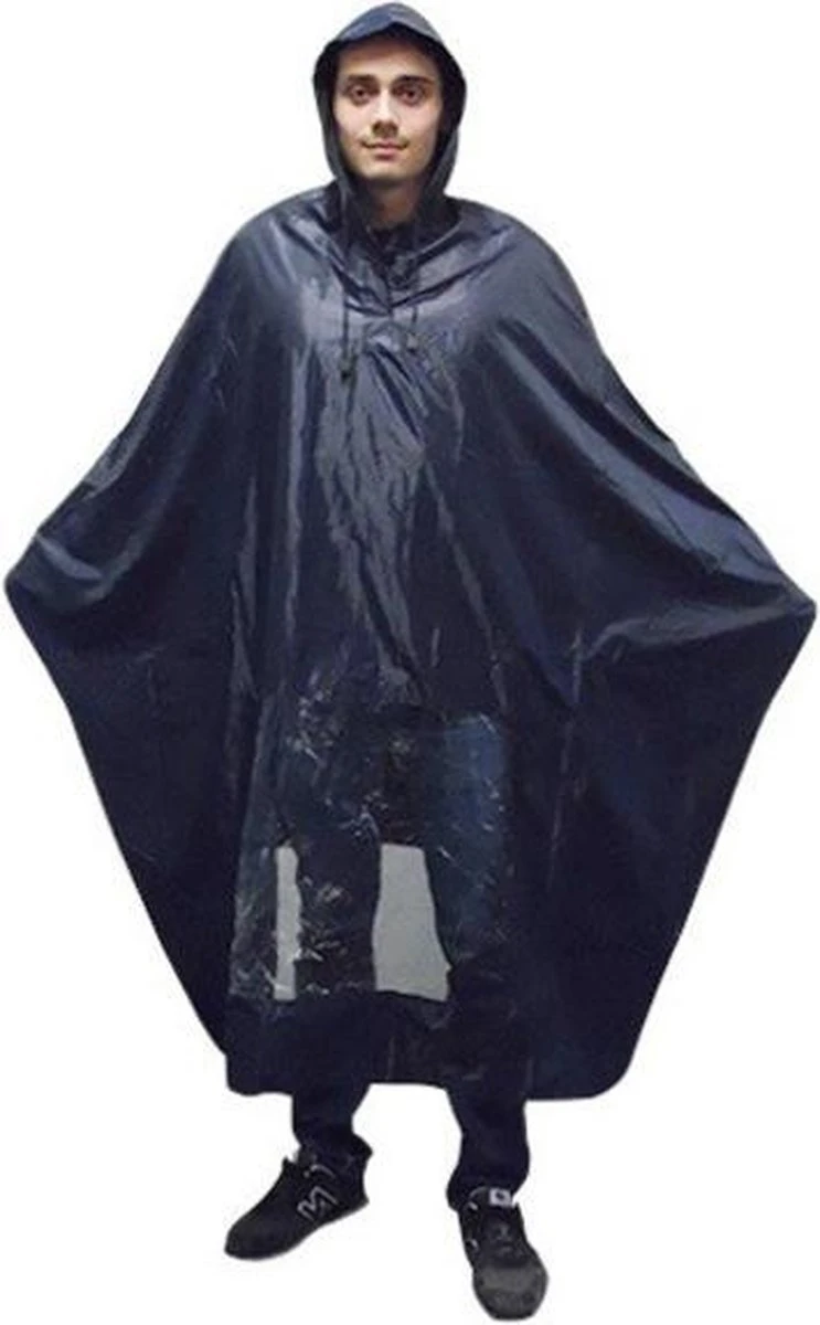 Hooodie Fietsponcho Koplampproof Transparant Unisex - Marine Blauw - One Size 2 Hooodie Fietsponcho Koplampproof Transparant Unisex - Marine Blauw - One Size - Afbeelding 2