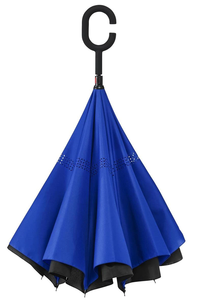 Impliva - Opvouwbare Inside Out Paraplu - Ø 107 Cm - Zwart/Blauw 4 Impliva - Opvouwbare Inside Out Paraplu - Ø 107 Cm - Zwart/Blauw - Afbeelding 4
