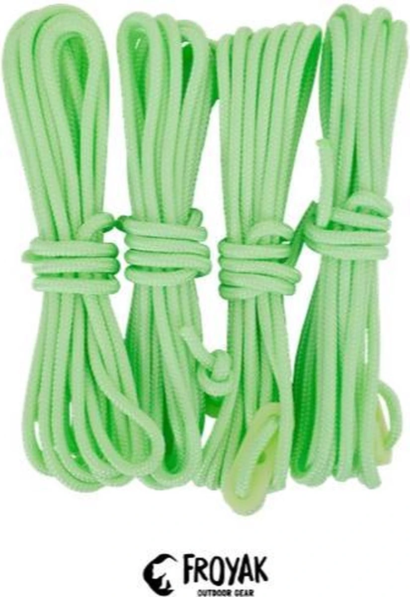 Froyak Glow-in-the-dark Scheerlijnen - Scheerlijn Voor Tent - Werken Op Zonlicht - 4 Stuks 1 Froyak Glow-in-the-dark Scheerlijnen - Scheerlijn Voor Tent - Werken Op Zonlicht - 4 Stuks