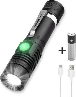 Rebela | Zaklamp Led Oplaadbaar | Flashlight Rechargeable | Waterproof Military Flashlight | Zaklamp 1200 Lumen | Inzoombaar | Oplaadbaar | Inclusief 1 Stuk Oplaadbare Batterij 18650 | Zwart